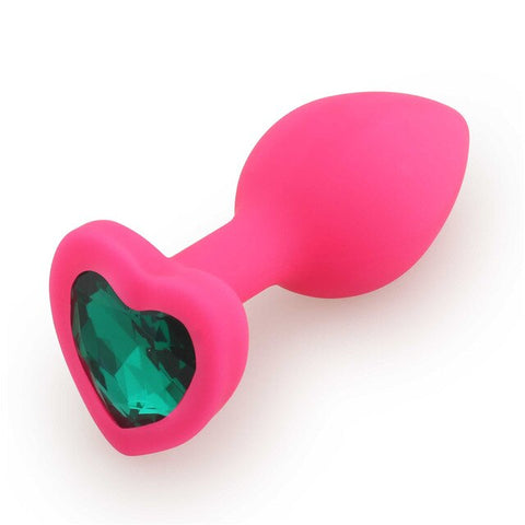 Plug anale rosa cuore verde diamante