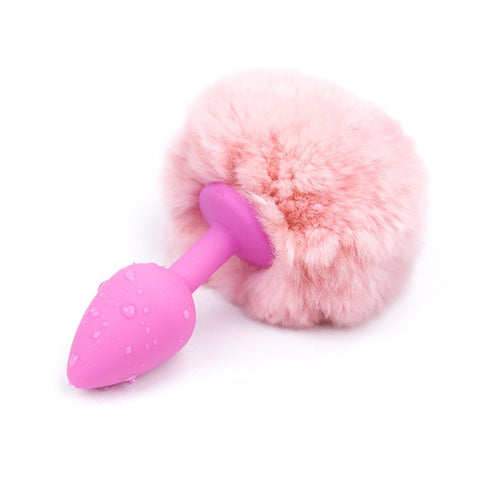 Plug coda di coniglio rosa silicone